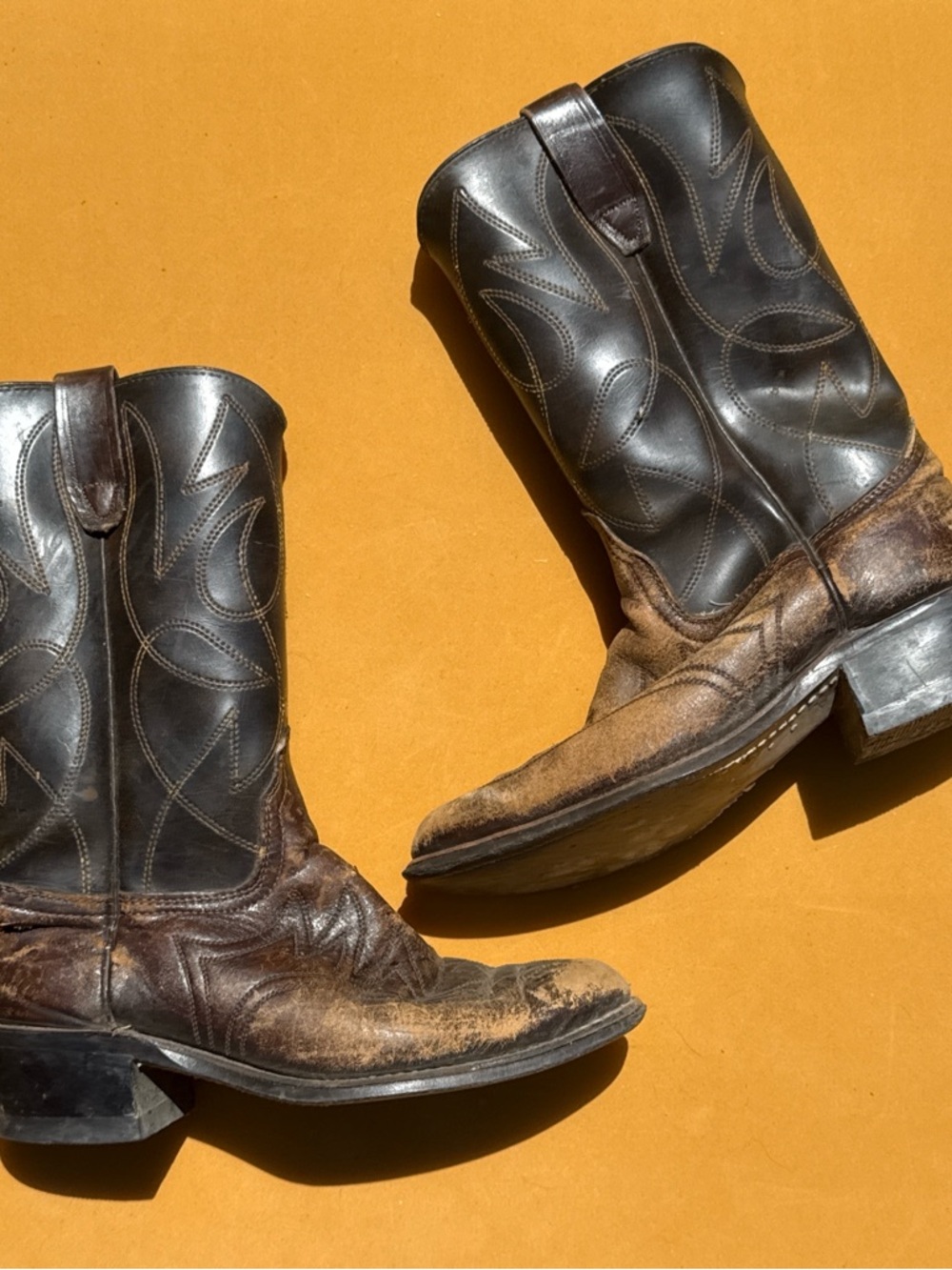 Vintage Durango Two-Tone Brown Leather Western Cowboy Boots